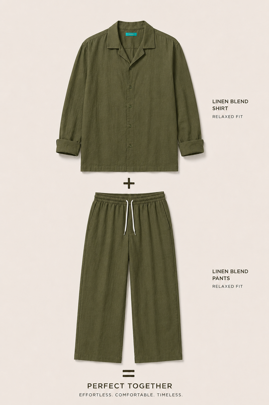 Men Olive Linen Suit