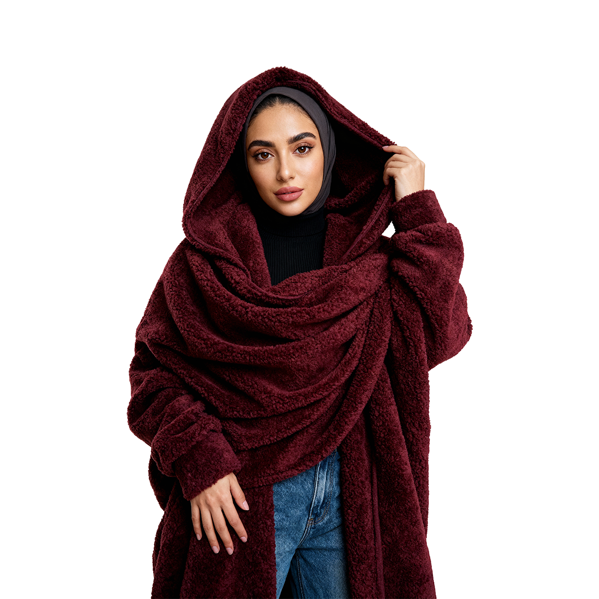 Blanket Hood Scarf Burgundy