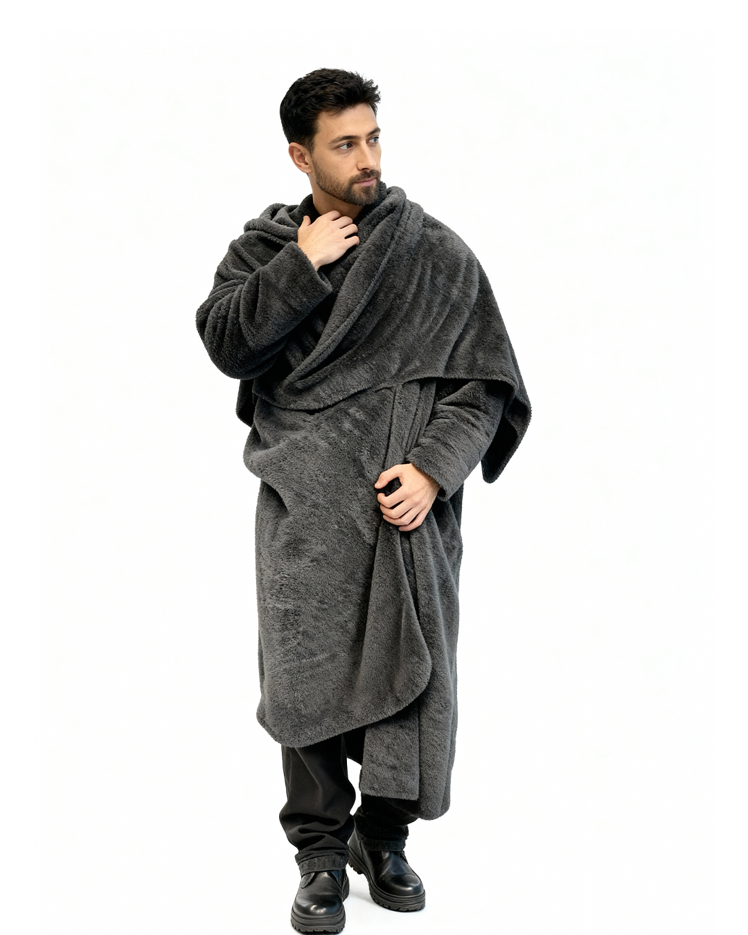 Blanket Hood Scarf Dark Gray