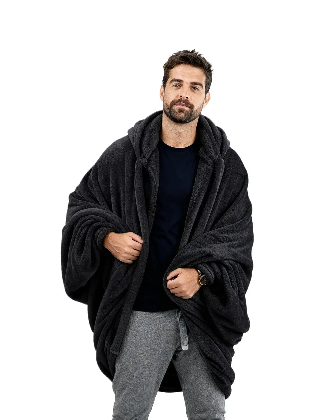 Black Hoodie Blanket - Fuzzy