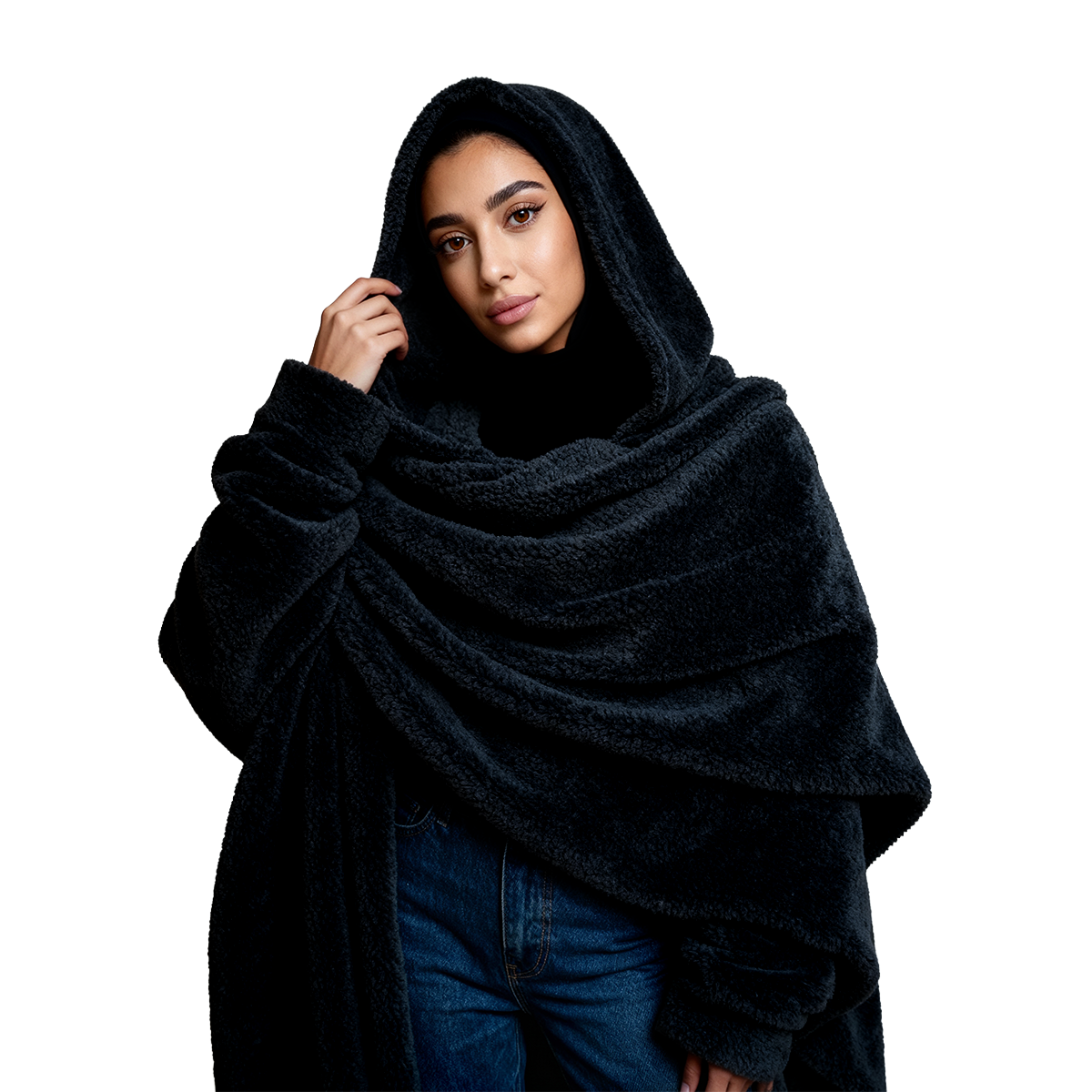 Blanket Hood Scarf Black