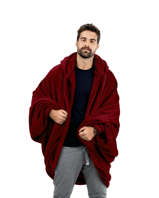 Burgundy Hoodie Blanket - Fuzzy