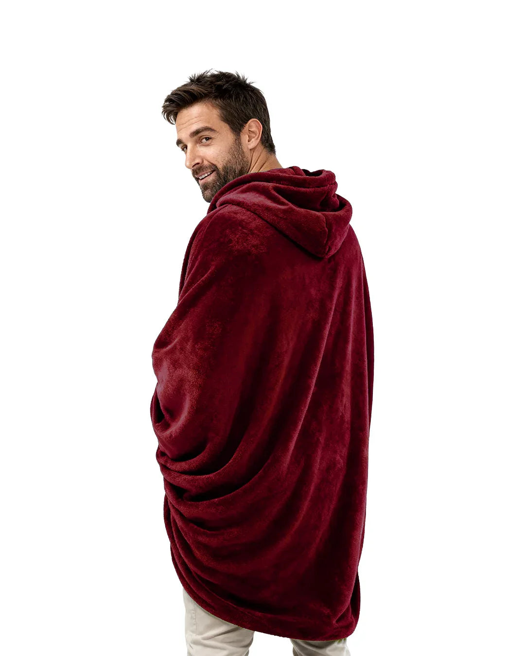 Burgundy Hoodie Blanket - Fuzzy