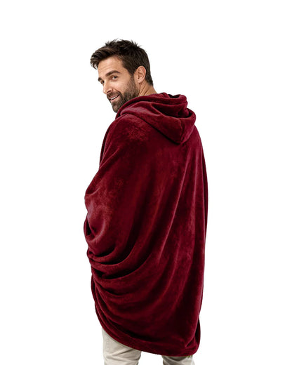 Burgundy Hoodie Blanket - Fuzzy