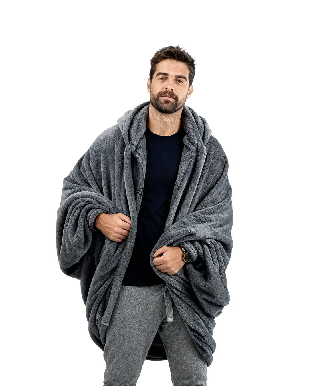 Dark Grey Blanket Hoodie - Fuzzy