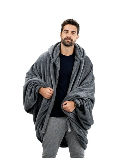 Dark Grey Blanket Hoodie - Fuzzy