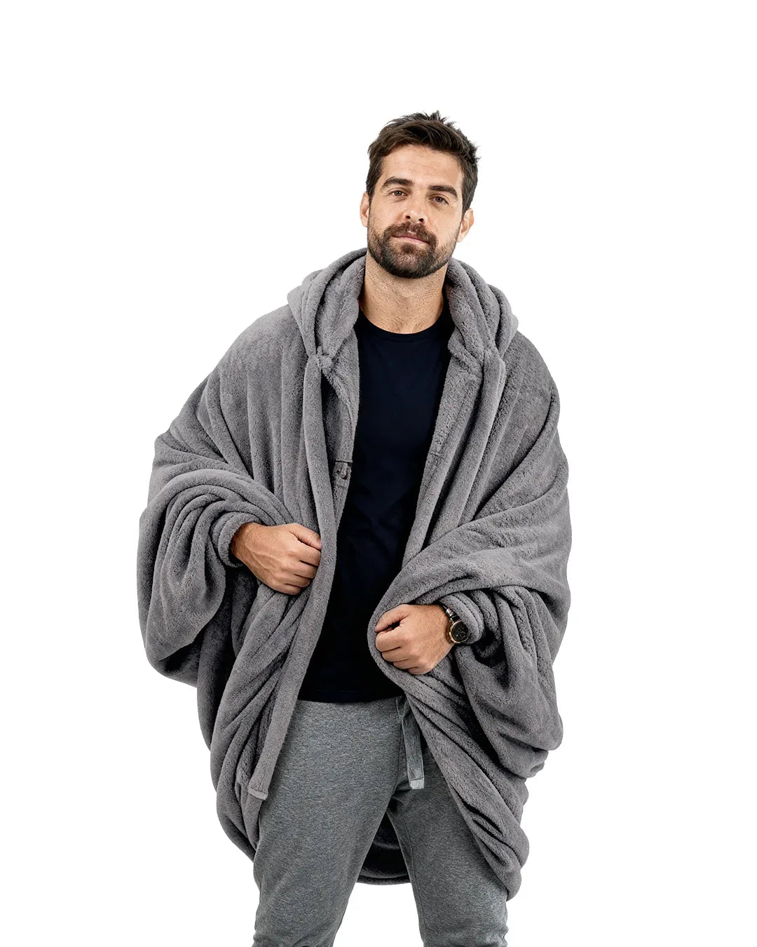 Light Grey Blanket Hoodie - Fuzzy